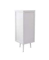 Streamdale Furniture White Floor Corner Cabinet with Tempered Glass Doors (22.25")