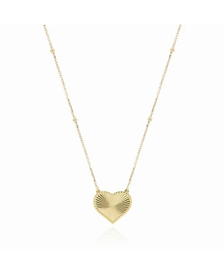 The Lovery Fluted Gold Single Heart Necklace 14K Gold