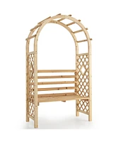 Sugift Wooden Garden Bench Arch Pergola Outdoor Arbor