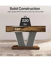 Tribesigns Square Coffee Table, Wood Coffee Table for Living Room, 31.5" Modern Center Table Cocktail Tea Table Accent Table, Rustic Brown & Black