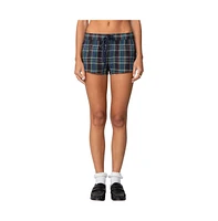 Edikted Women's Cabin Plaid Shorts