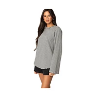 Edikted Women's Stripey Oversized Bell Sleeve Top