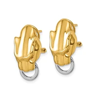 Diamond2Deal 18k Yellow Gold Two-Tone Polished Panther Head Omega Back Earrings