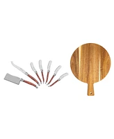 French Home Laguiole 8 Piece Cheese Knives and Spreaders with Pakkawood Handles and Serving Board