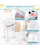 Vebreda 31 Keys Kids Piano Keyboard with Stool and Lid-White