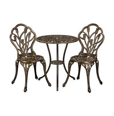 Yaheetech 3 Piece Patio Bistro Table Set with Umbrella Hole