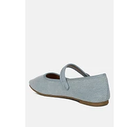 London Rag Iker classic denim pin buckle ballerinas