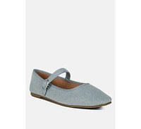 London Rag Iker classic denim pin buckle ballerinas