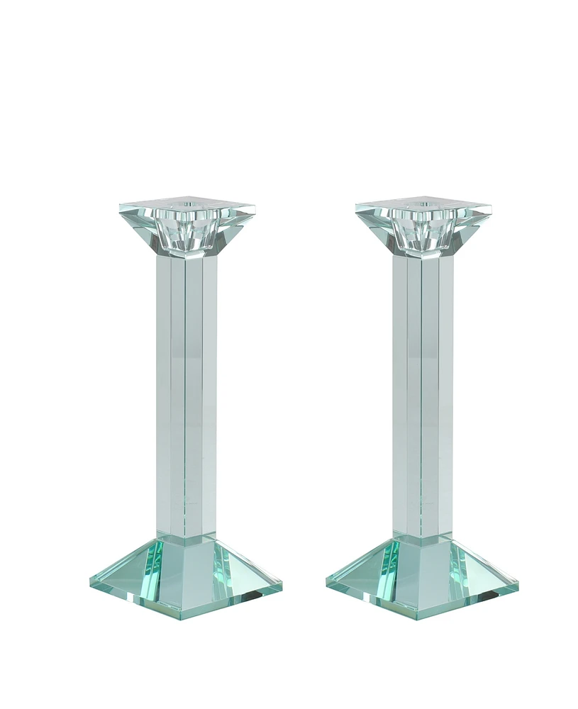 Lainy Home Pair of 9" Classy Crystal Candlesticks