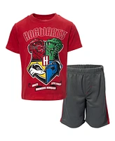 Harry Potter Boys Gryffindor Athletic Pullover T-Shirt and Mesh Shorts Outfit Set to