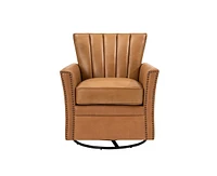 Hulala Home Felisa Modern Genuine Leather Swivel Chair