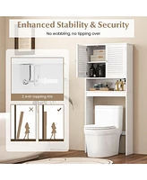 Sugift Over The Toilet Storage Cabinet with Double Doors and Adjustable Shelf