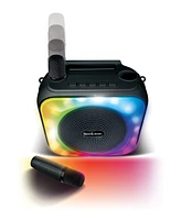 Brookstone Karaoke Dynamite Duo Wireless Led Speaker With 2 Wireless Microphones