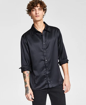 Tinsel Men's Satin Long Sleeve Button-Front Shirt