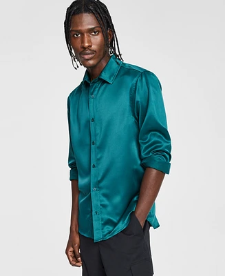 Tinsel Men's Satin Long Sleeve Button-Front Shirt