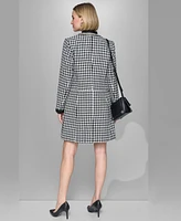 Karl Lagerfeld Paris Women's Convertible Rhinestone-Collar Houndstooth Jacket