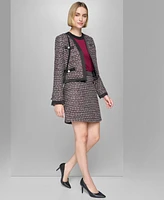 Karl Lagerfeld Paris Women's Open-Front Tweed Jacket