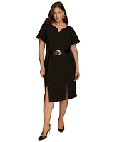 Donna Karan New York Plus Belted Short-Sleeve Dress