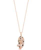 Effy Signature Black and White Diamond (3/4 ct. t.w.) and Multistone Panther Pendant Necklace in 14k Rose Gold