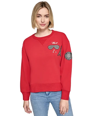 Karl Lagerfeld Paris Women's Embellished Patch Sweater