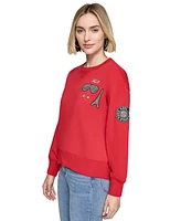 Karl Lagerfeld Paris Women's Embellished Patch Sweater