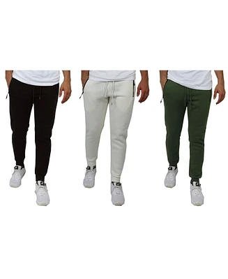 Galaxy By Harvic Men's Pro Star Slim Fit Fleece Lined Jogger Sweatpants, Pack of 3