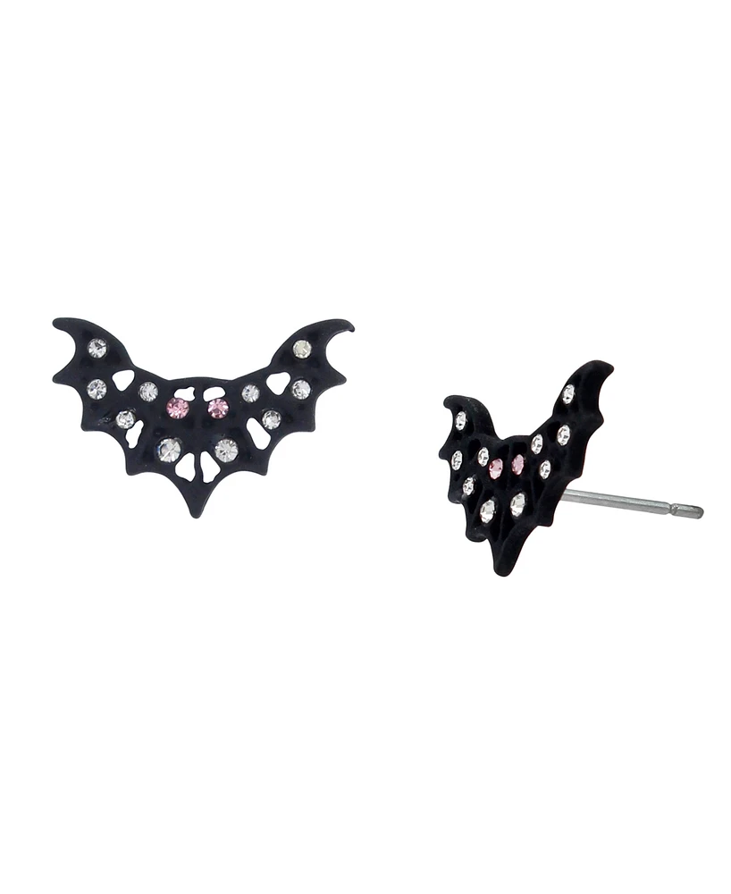 Betsey Johnson Faux Stone Bat Stud Earrings