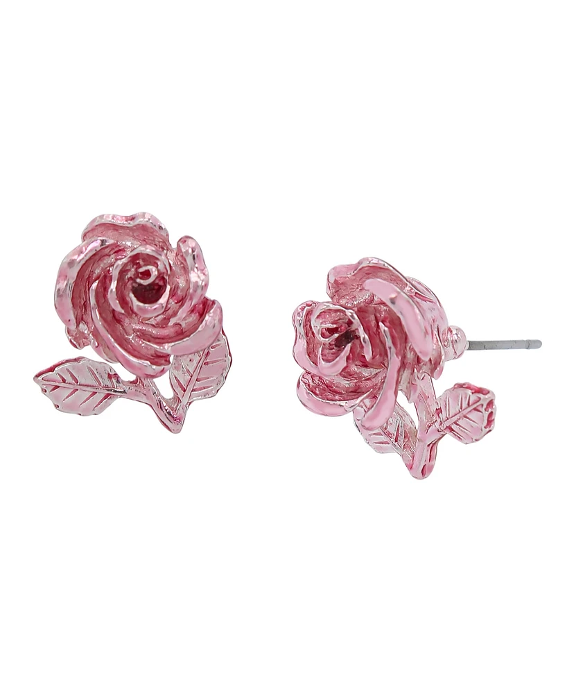 Betsey Johnson Pink Rose Stud Earrings