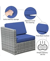 Costway 8 Pcs Wicker Sofa Rattan Furniture Set Patio w/ Storage Outdoor