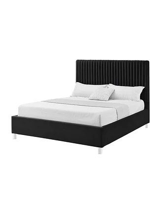 Inspired Home Catelyn Velvet Platform Bed Queen