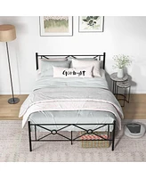 Gymax Queen Metal Platform Bed Frame w/ Headboard Mattress Foundation Black