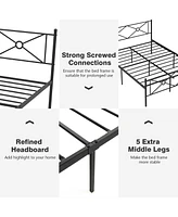 Gymax Queen Metal Platform Bed Frame w/ Headboard Mattress Foundation Black