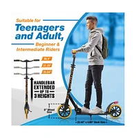 SereneLife Lightweight and Foldable Kick Scooter - Adjustable for Teens Adult, Alloy Deck with High Impact Wheels