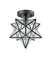 Moose Industrial Moravian Star Ceiling Light with Seeded Glass 12 inches