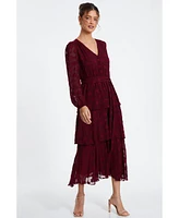 Quiz Women's Jacquard Tiered Midi Dress