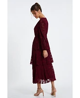 Quiz Women's Jacquard Tiered Midi Dress