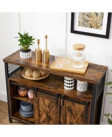 Slickblue Dining Storage Sideboard with Door, Rustic Brown