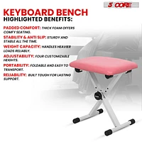 5 Core Keyboard Bench Pair X Style Piano Stool Thick Padded 12 to 18.5 inch Adjustable Keyboards Chair Pink Kbb 02 Pnk