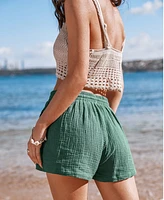 Cupshe Women's Emerald Drawstring Crinkle Shorts