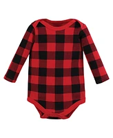 Hudson Baby Boys Thermal Long Sleeve Bodysuits, Buffalo Plaid Moose, 12-18 Months