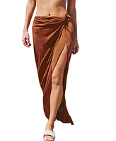 Cupshe Women's Brown Twist Split Hem Jersey Maxi Skirt