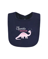 Hudson Baby Infant Girl Cotton Bibs, Cute-a-Saurus, One Size