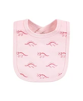 Touched by Nature Infant Girl Organic Cotton Bibs, Retro Dino, One Size