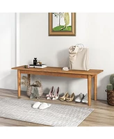 Sugift Solid Wood Dining Bench Entryway Bench with Rubber Wood Legs