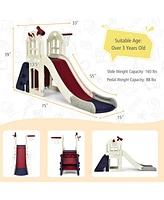 Costway 6-In-1 Large Slide for Kids Toddler Climber Playset w/ Basketball Hoop