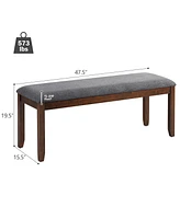 Sugift Upholstered Entryway Bench Footstool with Wood Legs