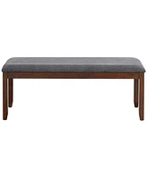 Sugift Upholstered Entryway Bench Footstool with Wood Legs