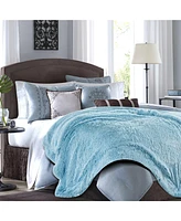 Chanasya Premium Solid Faux Long Fur Throw Blanket - Soft, Fuzzy For Bed or Couch 60" x 70" Aubergine