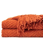 Chanasya Premium Textured Knit Throw Blanket with Tassels - Soft, Cozy for Couch, Bed