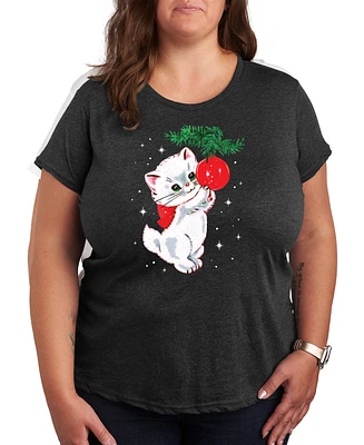 Hybrid Apparel Plus Size Christmas Kitty Graphic T-shirt